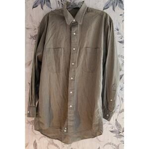 Enro casual men's Brown White button Up striped Shirt 16 32/33